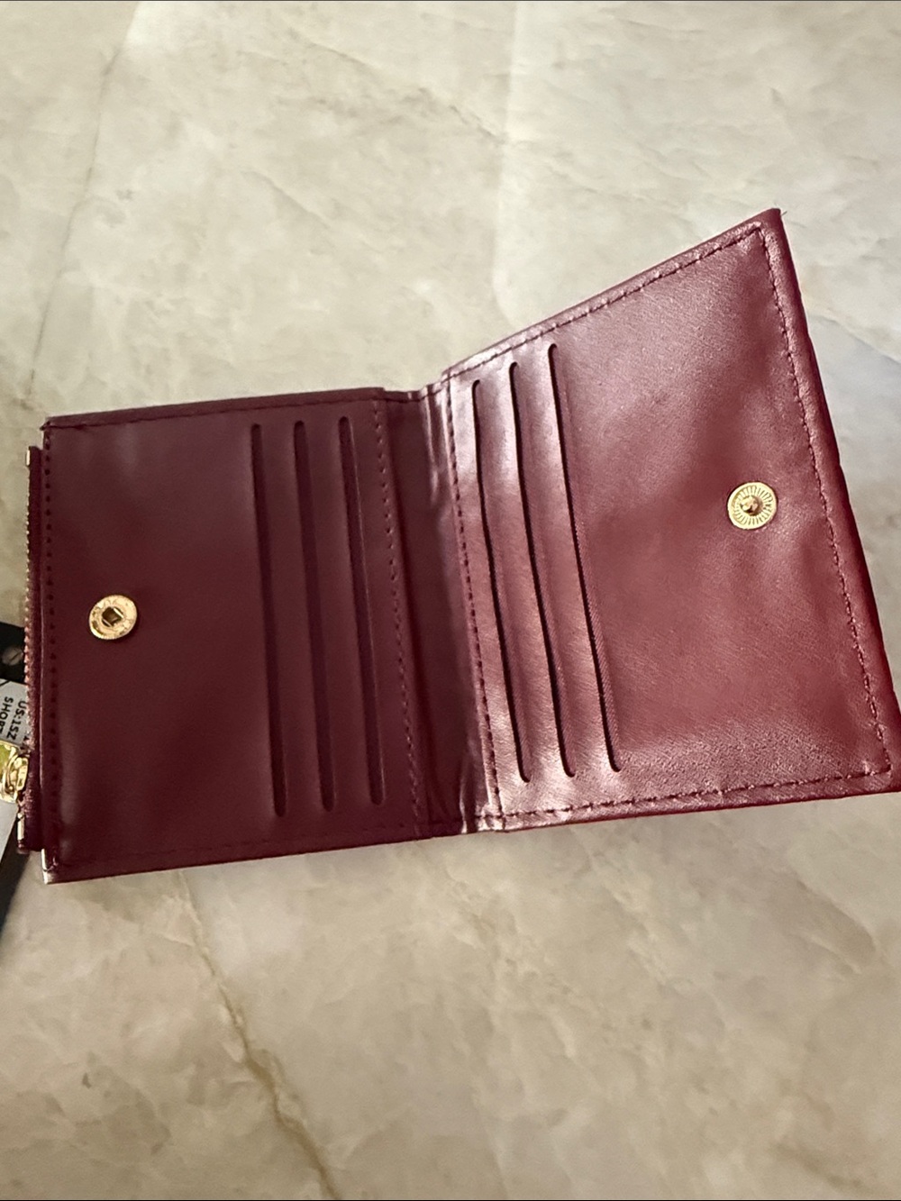 Badgley Mischka NWT Quilted Burgundy Wallet with Gold Accent - Picture 2 of 5